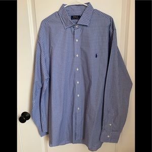 NWOT Ralph Lauren blue plaid button down, sz XXL